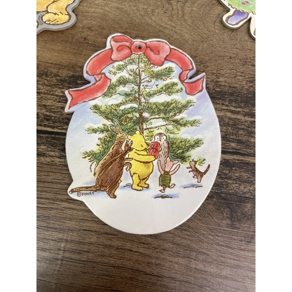 Lot Of 7 Winnie the Pooh Christmas Cardboard Ornaments Eeyore Double Sided